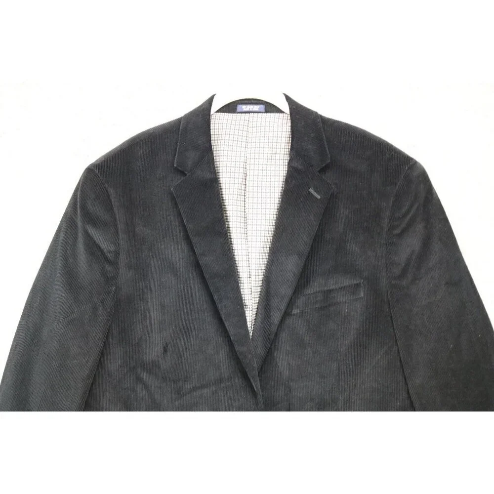 Saddlebred Men's Black Corduroy Blazer-Size 44R-Nice-Two Button-Business